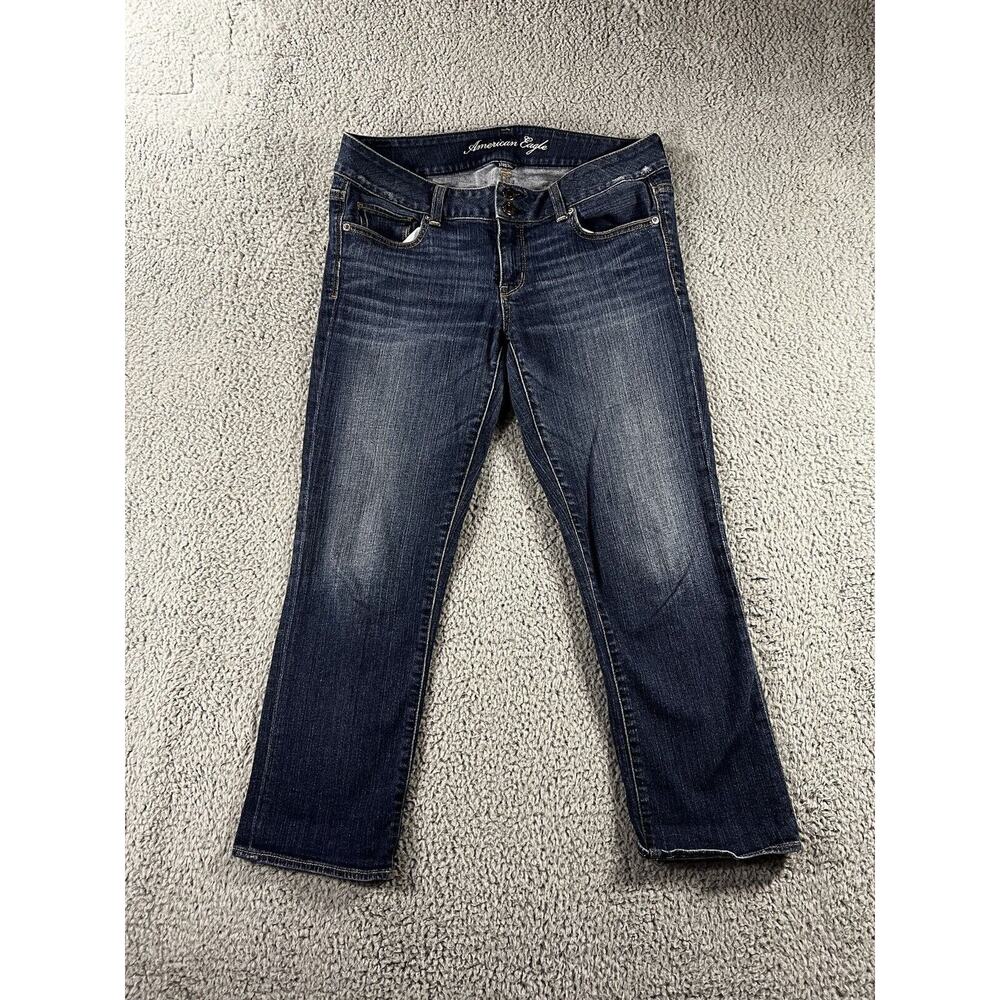 American Eagle Outfitters Women’s Dark Wash Straight Jeans Artist - Navy Blue